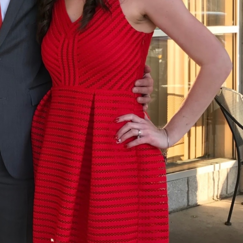 Express red fit and flare dress